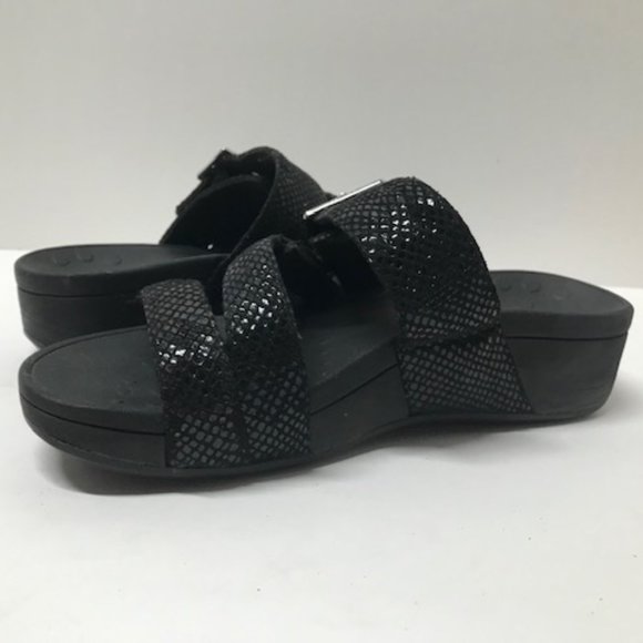 Vionic Black Lizard Rio Platform Slide Sandals - Picture 5 of 16